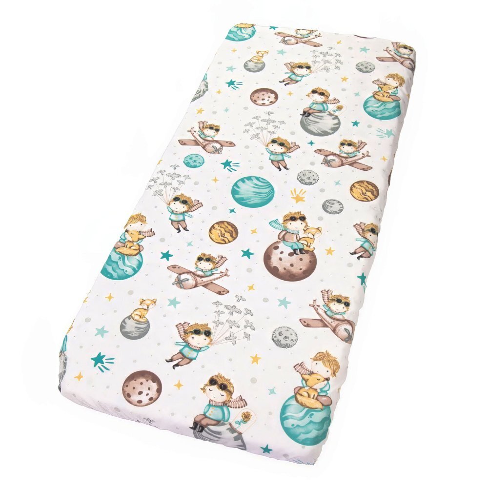 Kerstin Cearceaf pentru patut copii Micul print 90x40 cm cu elastic roata material 100 bumbac