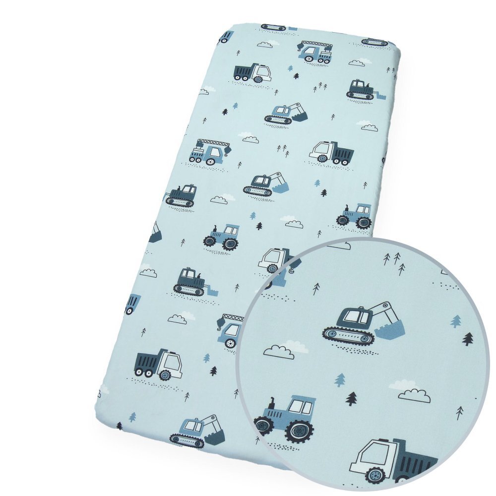 Kerstin Cearceaf pentru patut copii Tractors 90x40 cm cu elastic roata material 100 bumbac