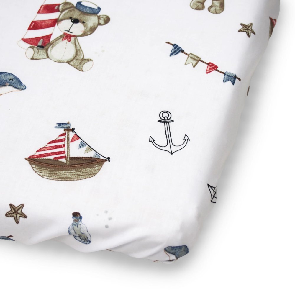 Kerstin Cearceaf pentru patut copii Ursuletul pirat 90x40 cm cu elastic roata material 100 bumbac