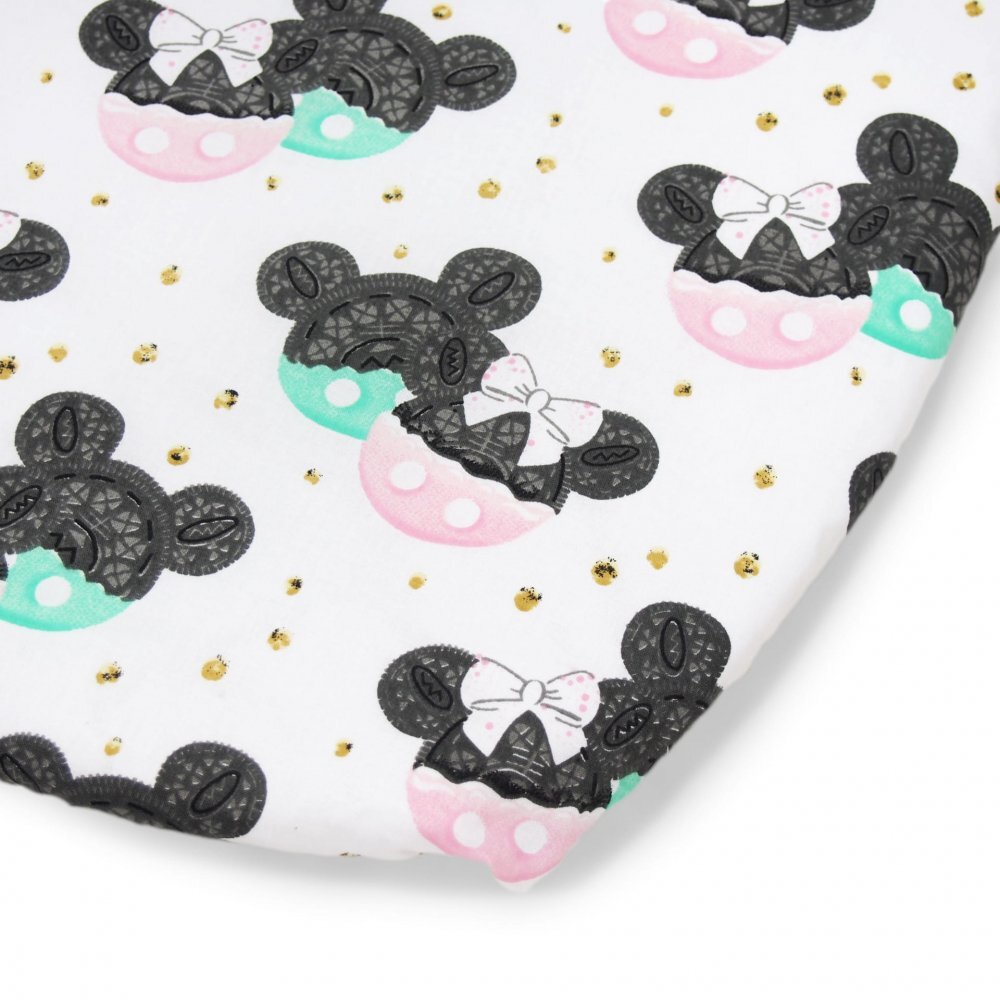 Kerstin Cearceaf pentru saltea landou copii Minnie 80 x 38cm din bumbac 100 cu elastic roata