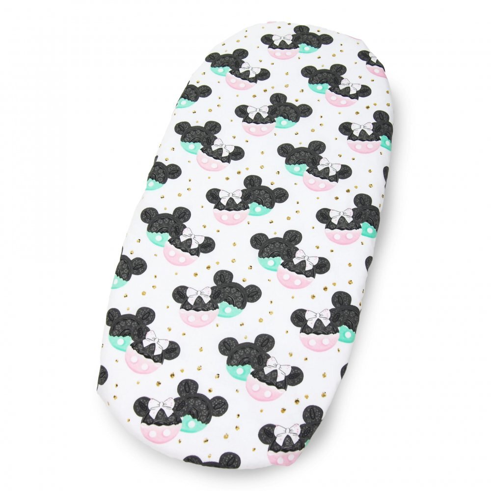 Kerstin Cearceaf pentru saltea landou copii Minnie 80 x 38cm din bumbac 100 cu elastic roata