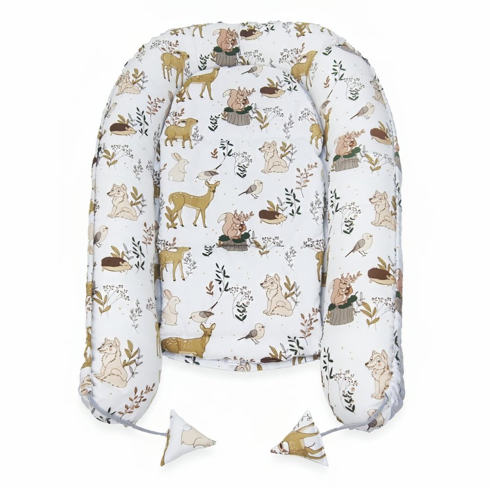 Kerstin Cuib pentru bebelusi Forest Animals cu inchidere reglabila salteluta detasabila material bumbac dimensiune 81x53 cm