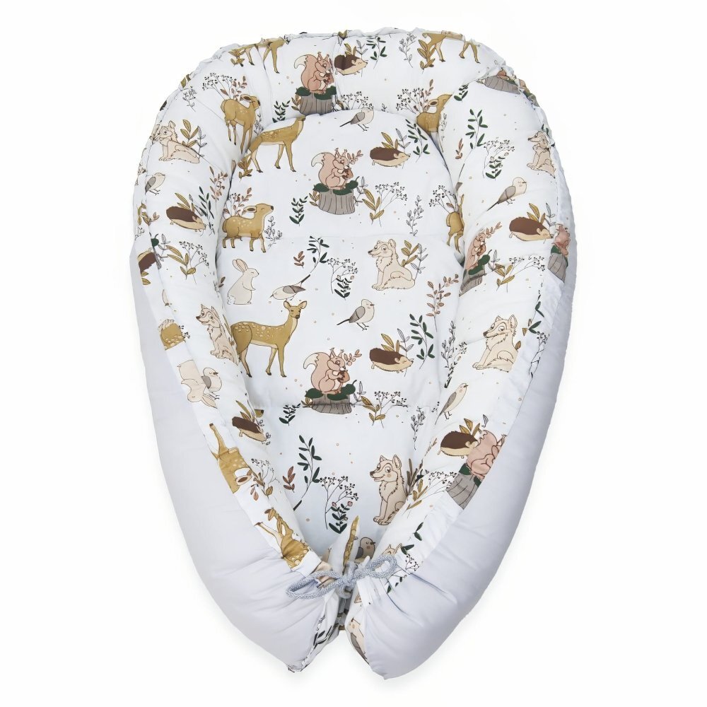 Kerstin Cuib pentru bebelusi Forest Animals cu inchidere reglabila salteluta detasabila material bumbac dimensiune 81x53 cm