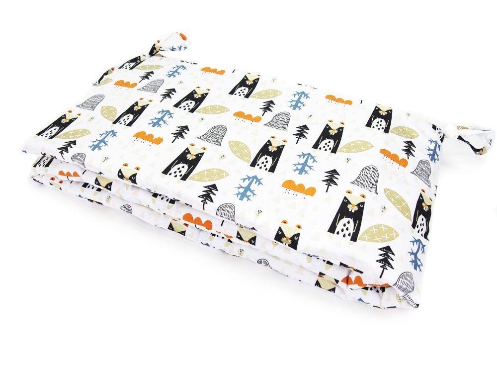 Kerstin Protectie laterala pentru patut copii Beaver 180 x 30 cm cu doua fete suprafata din bumbac 100 prindere cu panglici