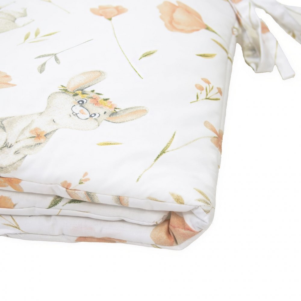 Kerstin Protectie laterala pentru patut copii Field Mouse 180 x 30 cm cu doua fete suprafata din bumbac 100 prindere cu panglici