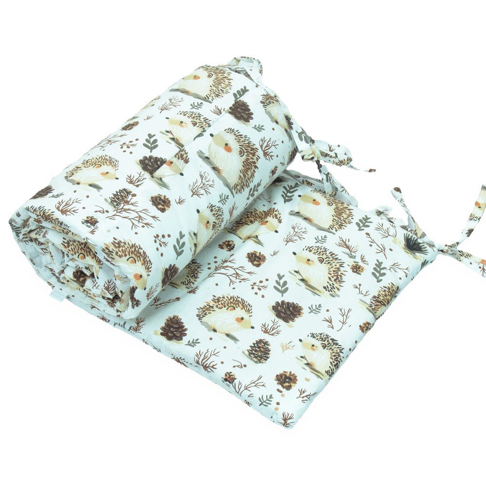 Kerstin Protectie laterala pentru patut copii Hedgehog 180 x 30 cm cu doua fete suprafata din bumbac 100 prindere cu panglici