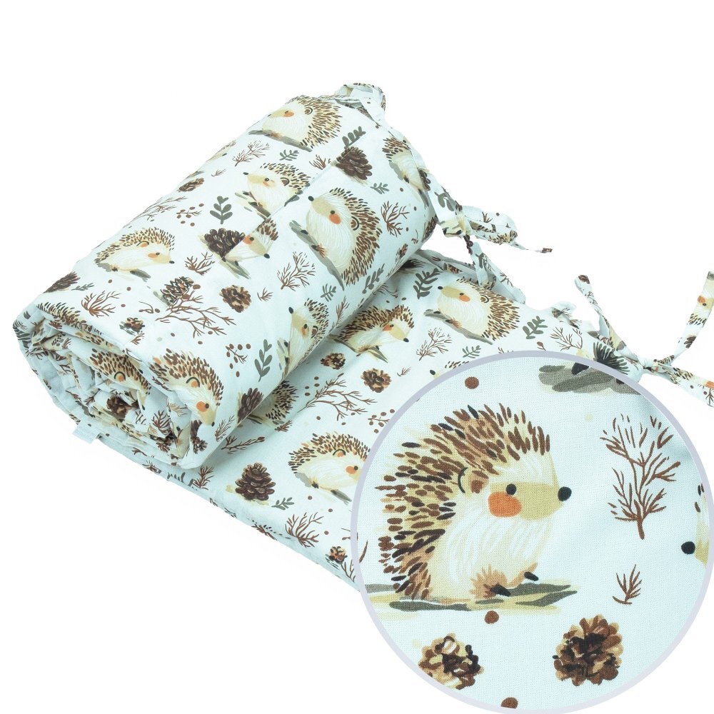 Kerstin Protectie laterala pentru patut copii Hedgehog 180 x 30 cm cu doua fete suprafata din bumbac 100 prindere cu panglici