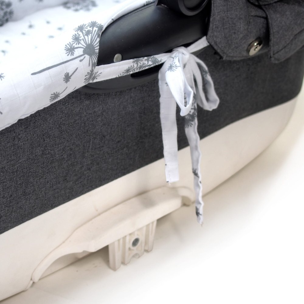 Kerstin Set insertie textila pentru landoucosulet copii AlbGri din muselina cearsaf cu elastic asortat 80x38 cm realizate din bumbac 100