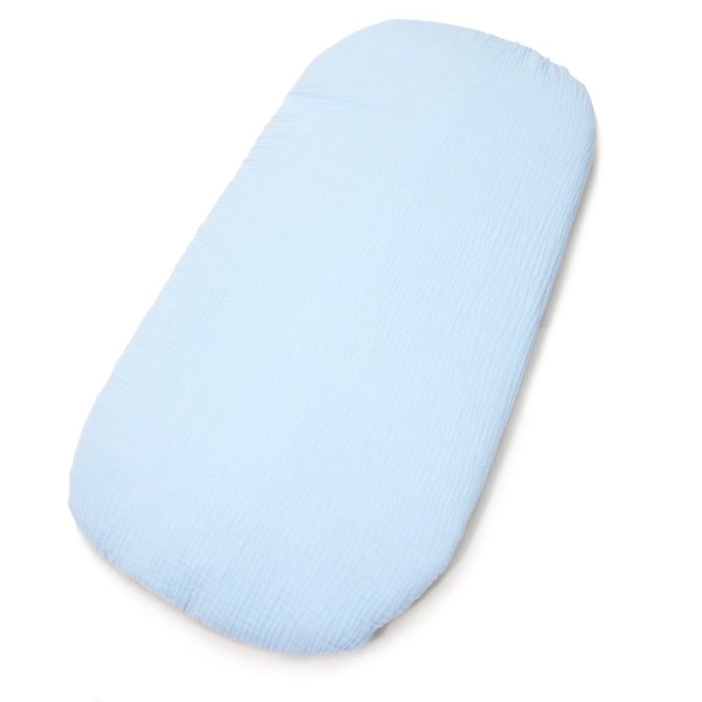 Kerstin Set insertie textila pentru landoucosulet copii Baby Blue din muselina cearsaf cu elastic asortat 80x38 cm realizate din bumbac 100