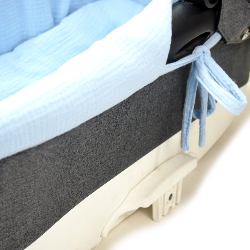 Kerstin Set insertie textila pentru landoucosulet copii Baby Blue din muselina cearsaf cu elastic asortat 80x38 cm realizate din bumbac 100