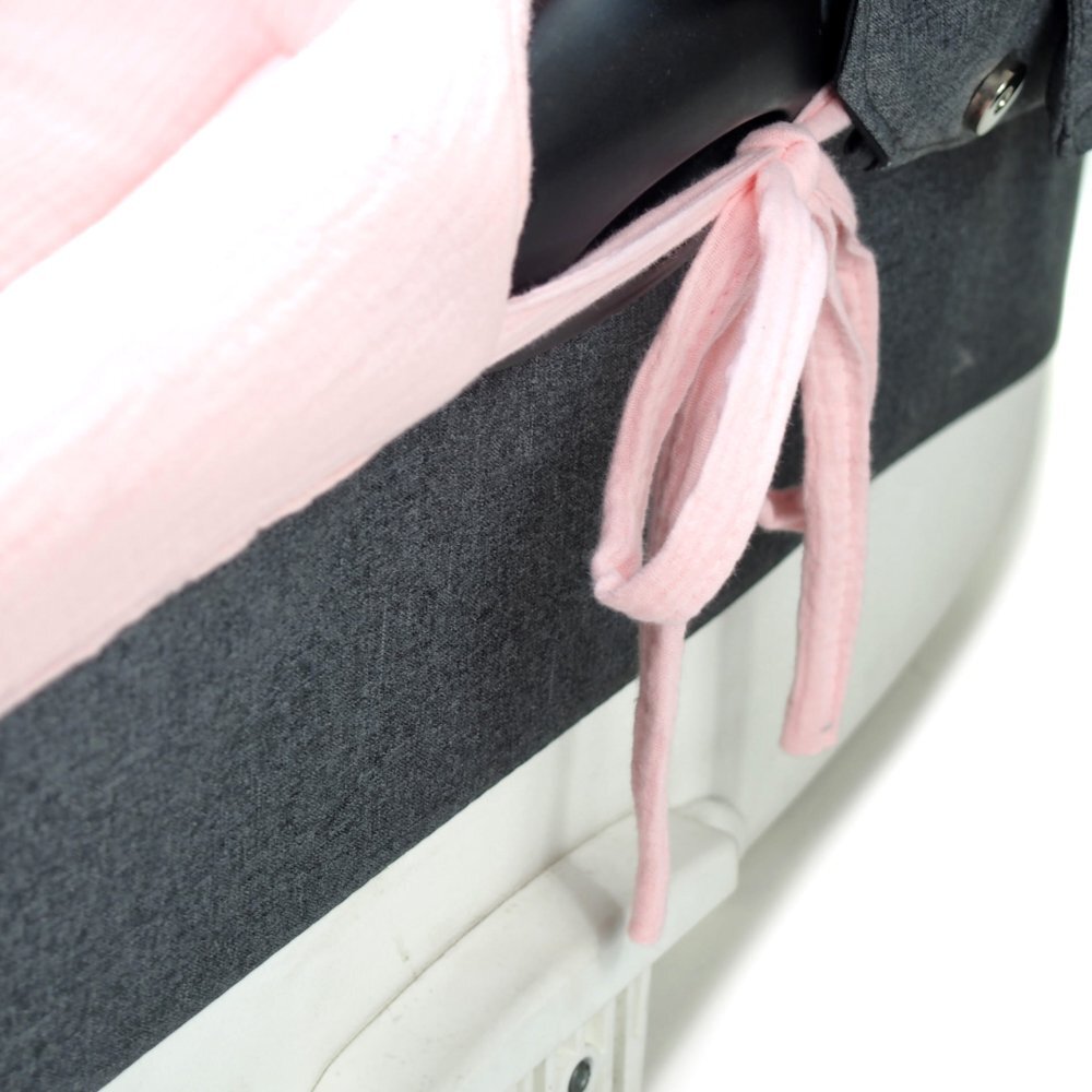 Kerstin Set insertie textila pentru landoucosulet copii Baby Pink din muselina cearsaf cu elastic asortat 80x38 cm realizate din bumbac 100
