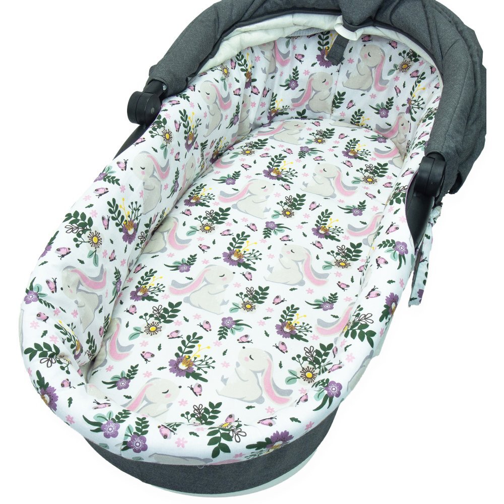 Kerstin Set insertie textila pentru landoucosulet copii Bunny Pink cearsaf cu elastic asortat 80x38 cm realizate din bumbac 100