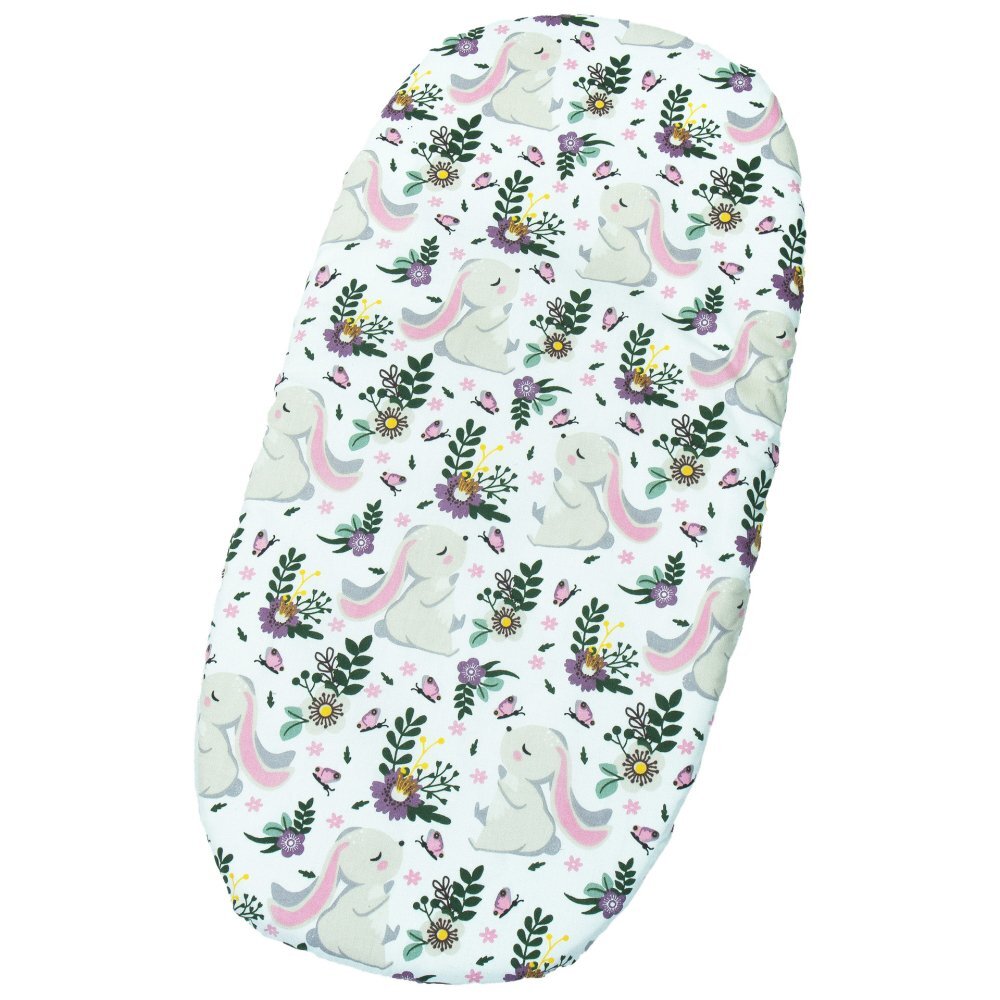 Kerstin Set insertie textila pentru landoucosulet copii Bunny Pink cearsaf cu elastic asortat 80x38 cm realizate din bumbac 100