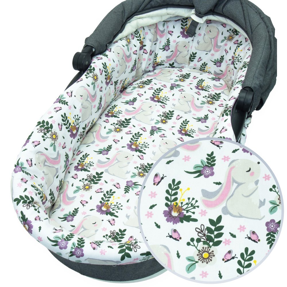 Kerstin Set insertie textila pentru landoucosulet copii Bunny Pink cearsaf cu elastic asortat 80x38 cm realizate din bumbac 100
