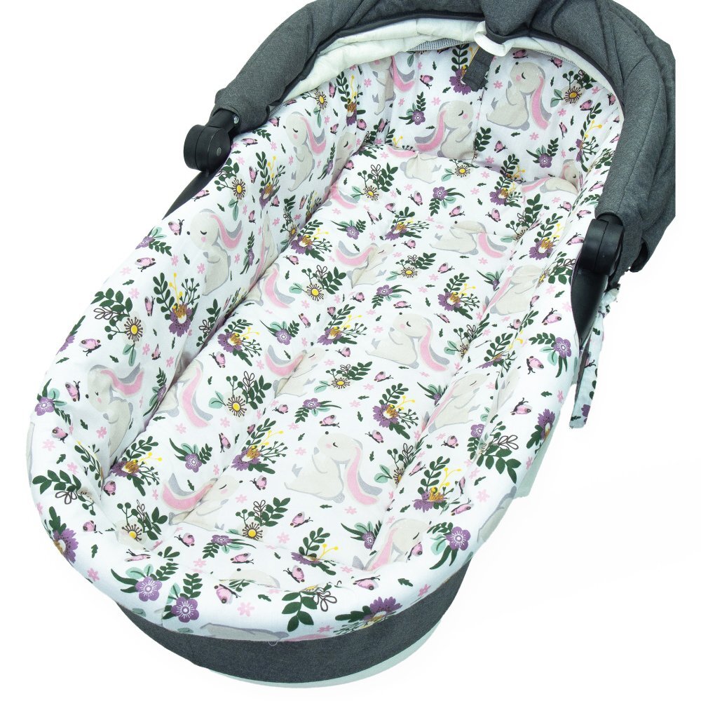 Kerstin Set insertie textila pentru landoucosulet copii Bunny Pink salteluta asortata 80x38 cm realizate din bumbac 100