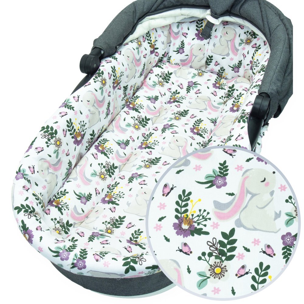 Kerstin Set insertie textila pentru landoucosulet copii Bunny Pink salteluta asortata 80x38 cm realizate din bumbac 100