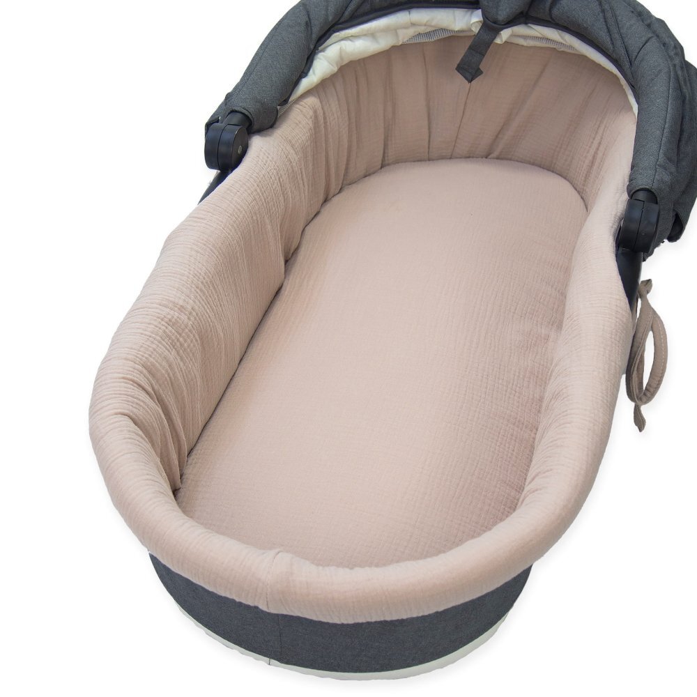 Kerstin Set insertie textila pentru landoucosulet copii Cocoa din muselina cearsaf cu elastic asortat 80x38 cm realizate din bumbac 100