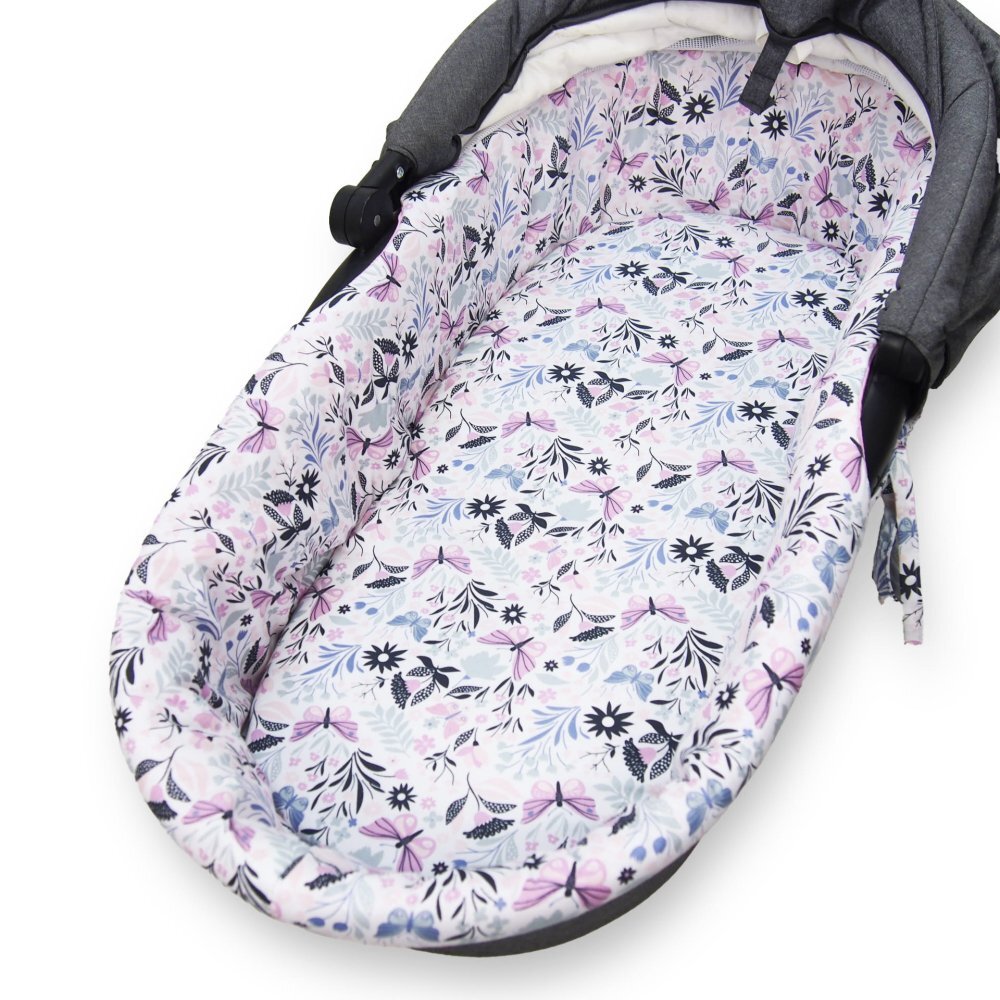 Kerstin Set insertie textila pentru landoucosulet copii Fluturasi si libelule cearsaf cu elastic asortat 80x38 cm realizate din bumbac 100