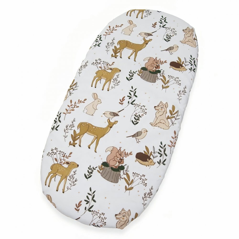 Kerstin Set insertie textila pentru landoucosulet copii Forest Friends cearsaf cu elastic asortat 80x38 cm realizate din bumbac 100