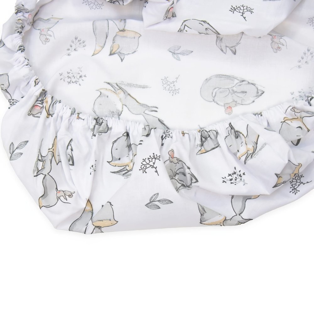 Kerstin Set insertie textila pentru landoucosulet copii Foxy Grey cearsaf cu elastic asortat 80x38 cm realizate din bumbac 100