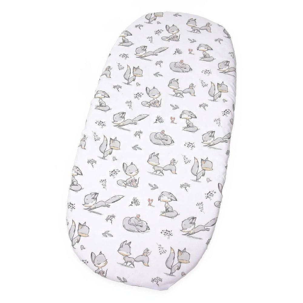 Kerstin Set insertie textila pentru landoucosulet copii Foxy Grey cearsaf cu elastic asortat 80x38 cm realizate din bumbac 100