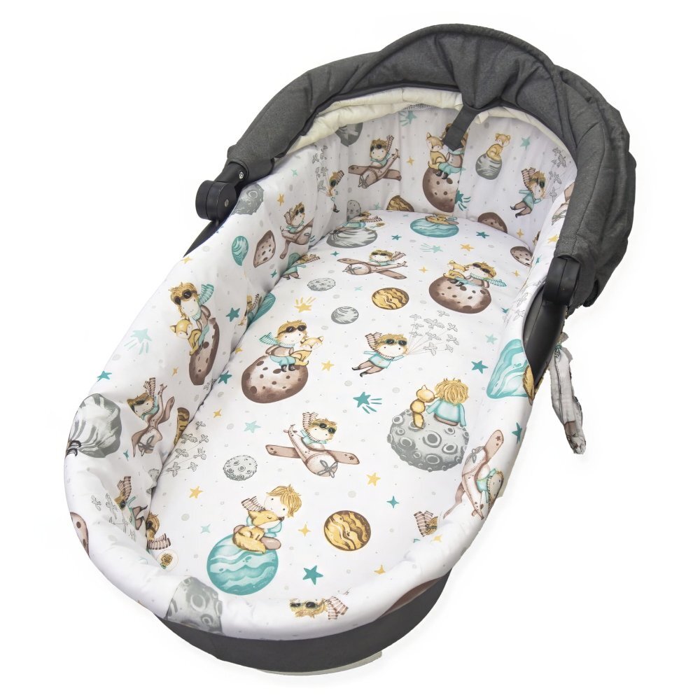 Kerstin Set insertie textila pentru landoucosulet copii Micul Print cearsaf cu elastic asortat 80x38 cm realizate din bumbac 100