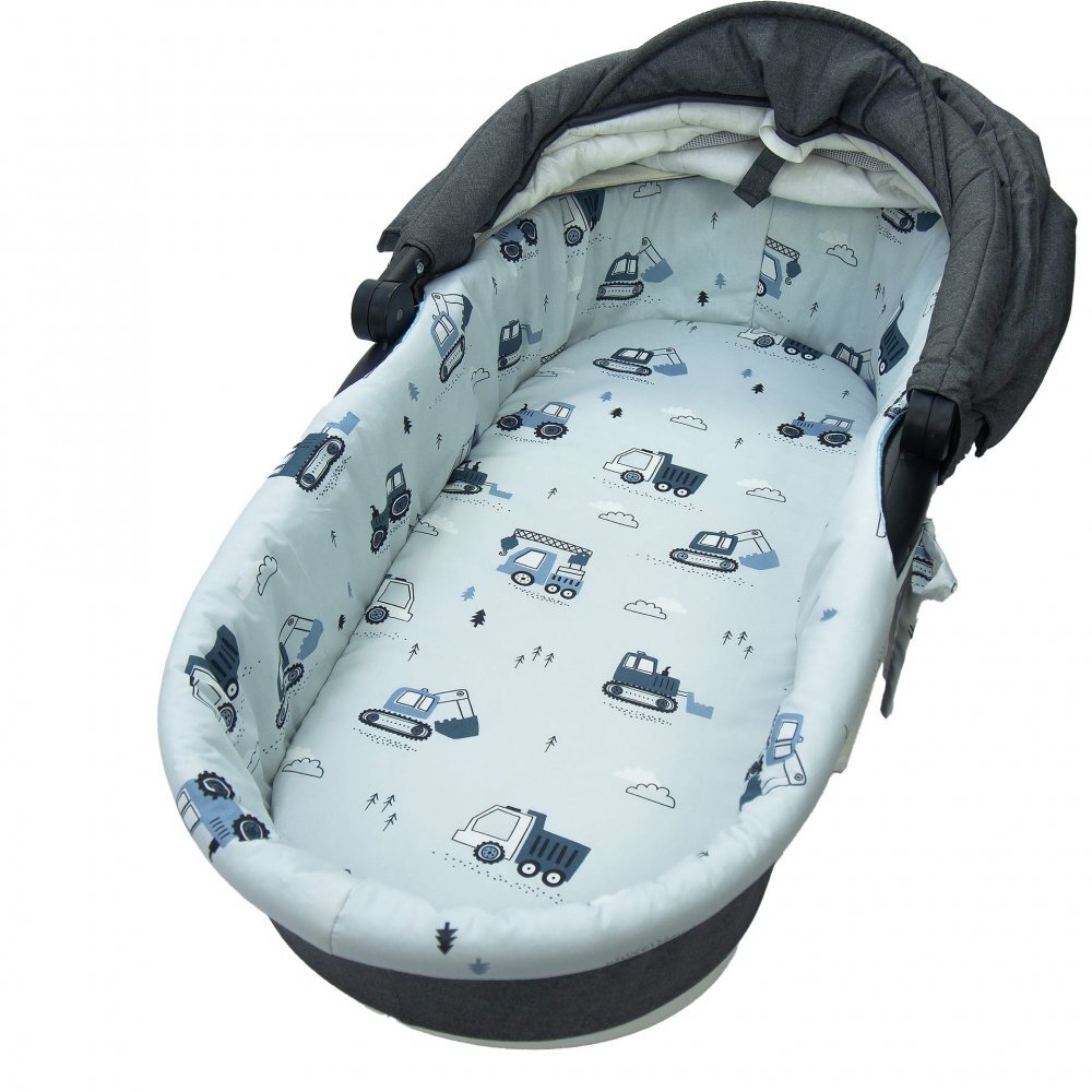 Kerstin Set insertie textila pentru landoucosulet copii Tractors cearsaf cu elastic asortat 80x38 cm realizate din bumbac 100