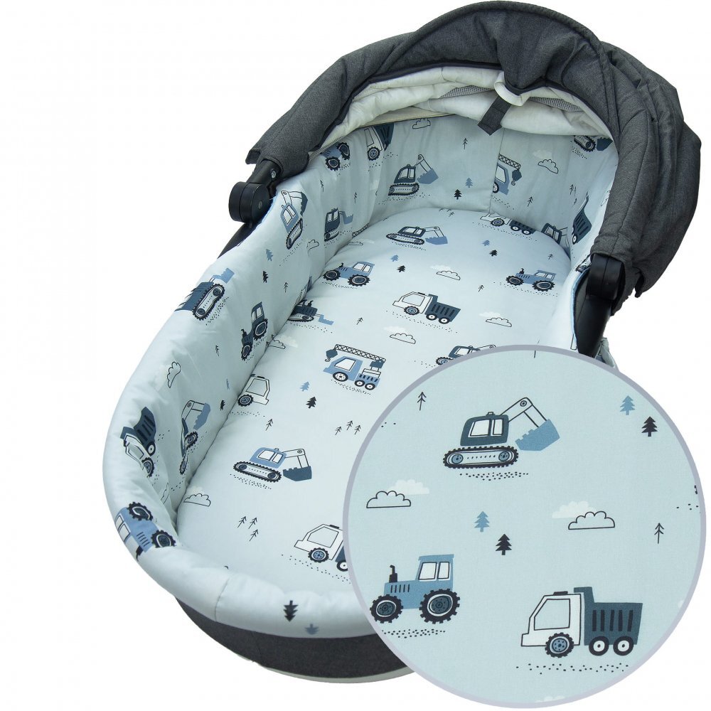 Kerstin Set insertie textila pentru landoucosulet copii Tractors cearsaf cu elastic asortat 80x38 cm realizate din bumbac 100