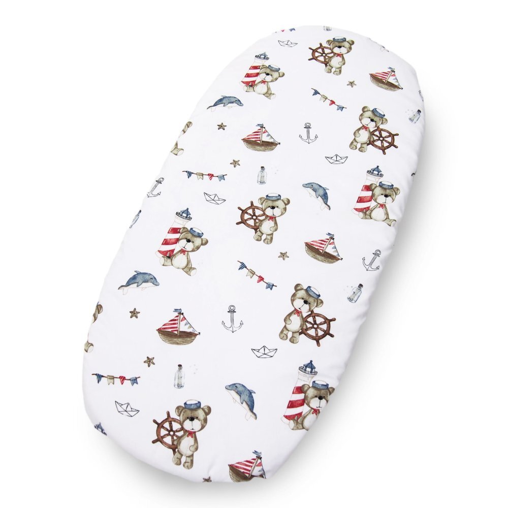 Kerstin Set insertie textila pentru landoucosulet copii Ursuletul pirat cearsaf cu elastic asortat 80x38 cm realizate din bumbac 100