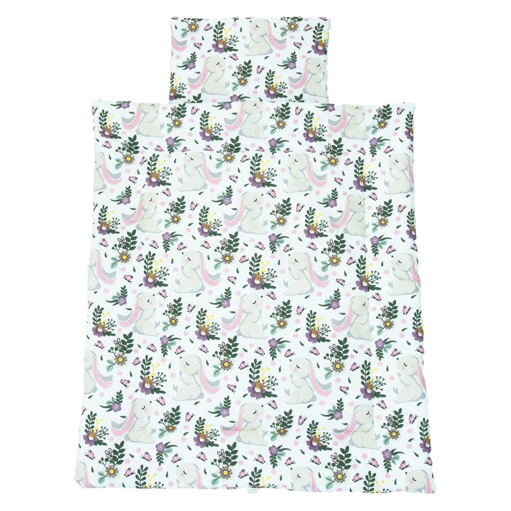 Kerstin Set lenjerie cu 2 piese pentru patut cosleepercarucior Bunny Pink 70x80 cmrealizata din bumbac 100 certificat OEKO TEXinchidere cu fermoar