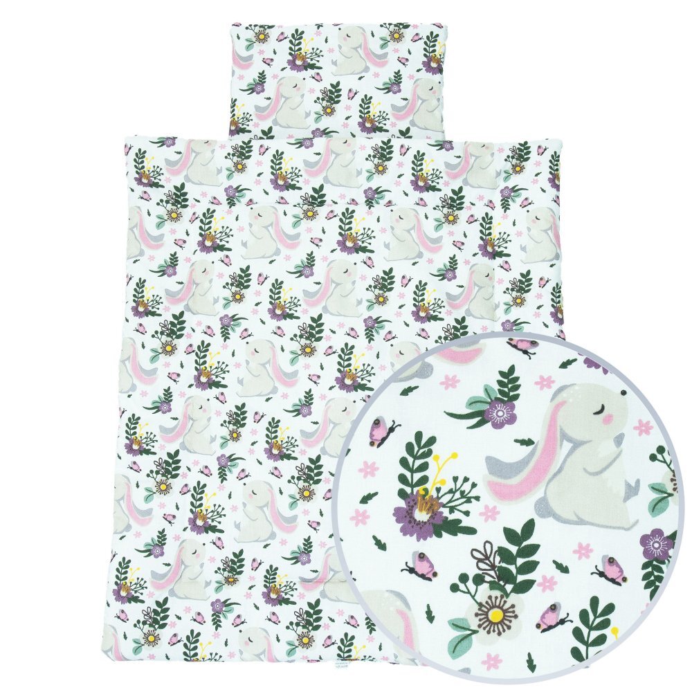 Kerstin Set lenjerie cu 2 piese pentru patut cosleepercarucior Bunny Pink 70x80 cmrealizata din bumbac 100 certificat OEKO TEXinchidere cu fermoar