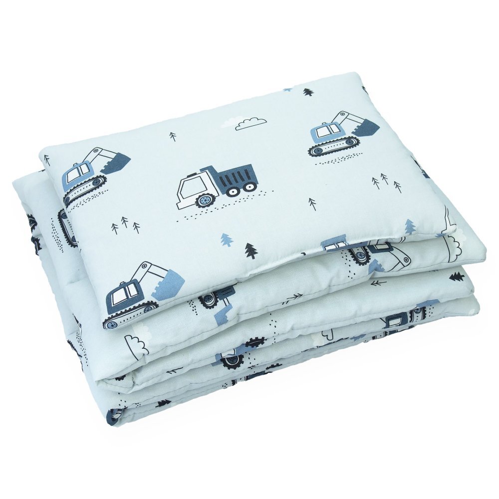 Kerstin Set lenjerie cu 2 piese pentru patut cosleepercarucior Tractors 70x80 cmrealizata din bumbac 100 certificat OEKO TEXinchidere cu fermoar