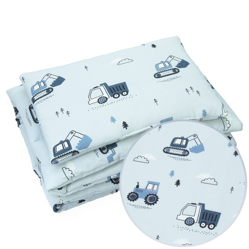 Kerstin Set lenjerie cu 2 piese pentru patut cosleepercarucior Tractors 70x80 cmrealizata din bumbac 100 certificat OEKO TEXinchidere cu fermoar