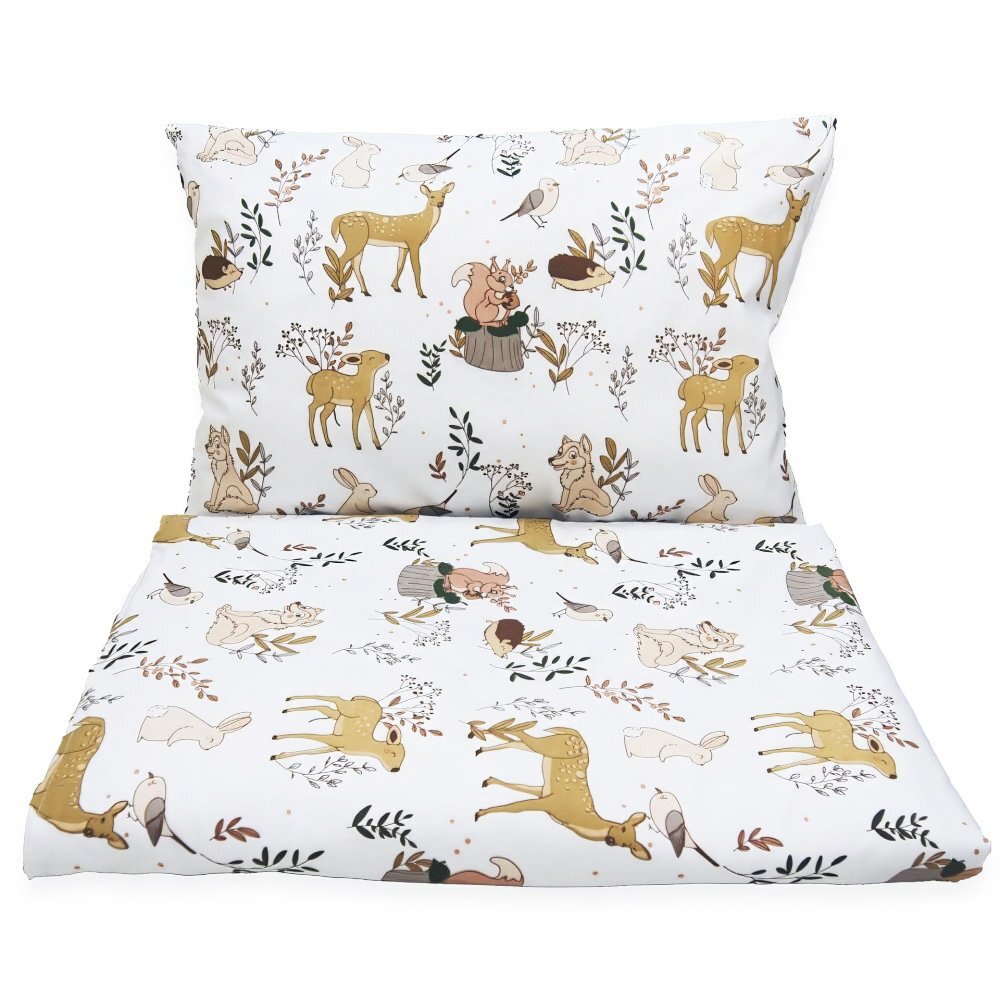 Kerstin Set lenjerie de patut 3 piese Forest Animals cu husa de pilotafata de perna si aparatoare laterala 180x30 cmdin bumbacinchidere cu fermoarcompatibila pautut 120x60 cm