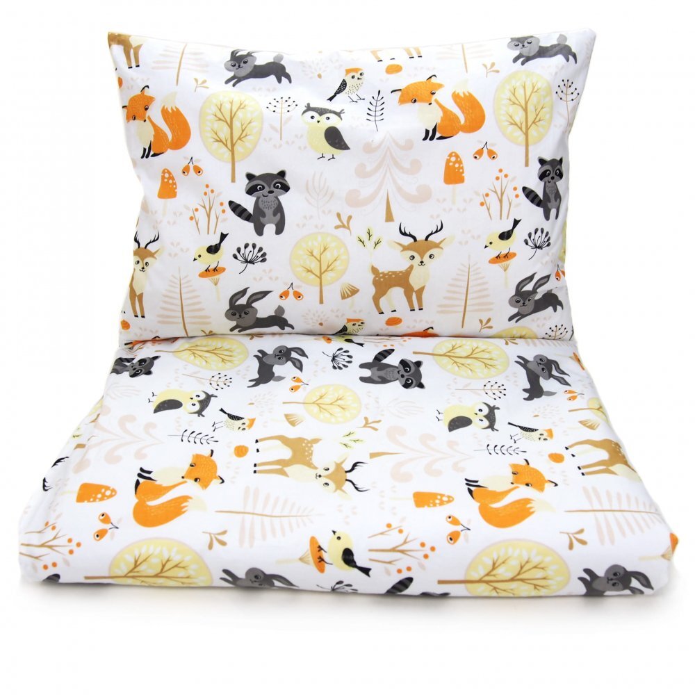 Kerstin Set lenjerie de patut 3 piese Forest Friends cu husa de pilotafata de perna si aparatoare laterala 180x30 cmdin bumbacinchidere cu fermoarcompatibila pautut 120x60 cm
