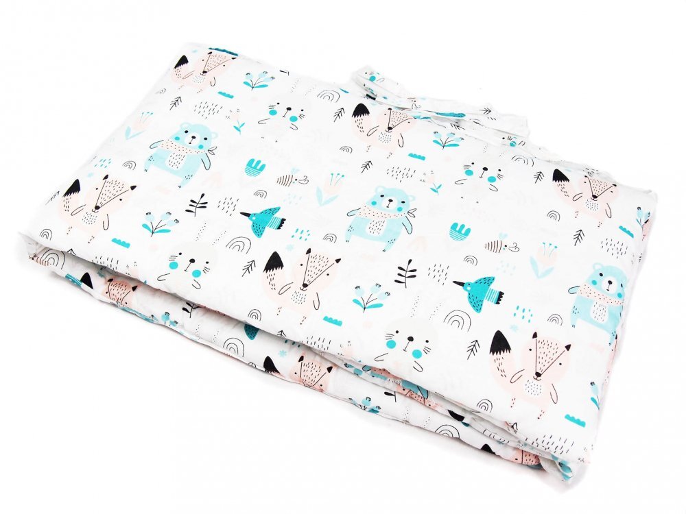 Kerstin Set lenjerie de patut 3 piese Woodland Animals cu husa de pilotafata de perna si aparatoare laterala 180x30 cmdin bumbacinchidere cu fermoarcompatibila pautut 120x60 cm