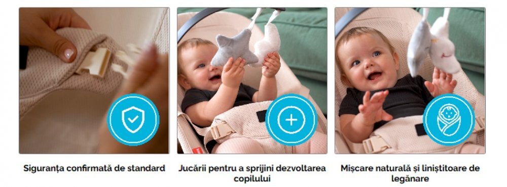 Kidnort Balansoar ergonomic pentru copii Moln Black cu centura de siguranta bara cu jucarii detasabila spatar ajustabil pliabil si usor de transportat