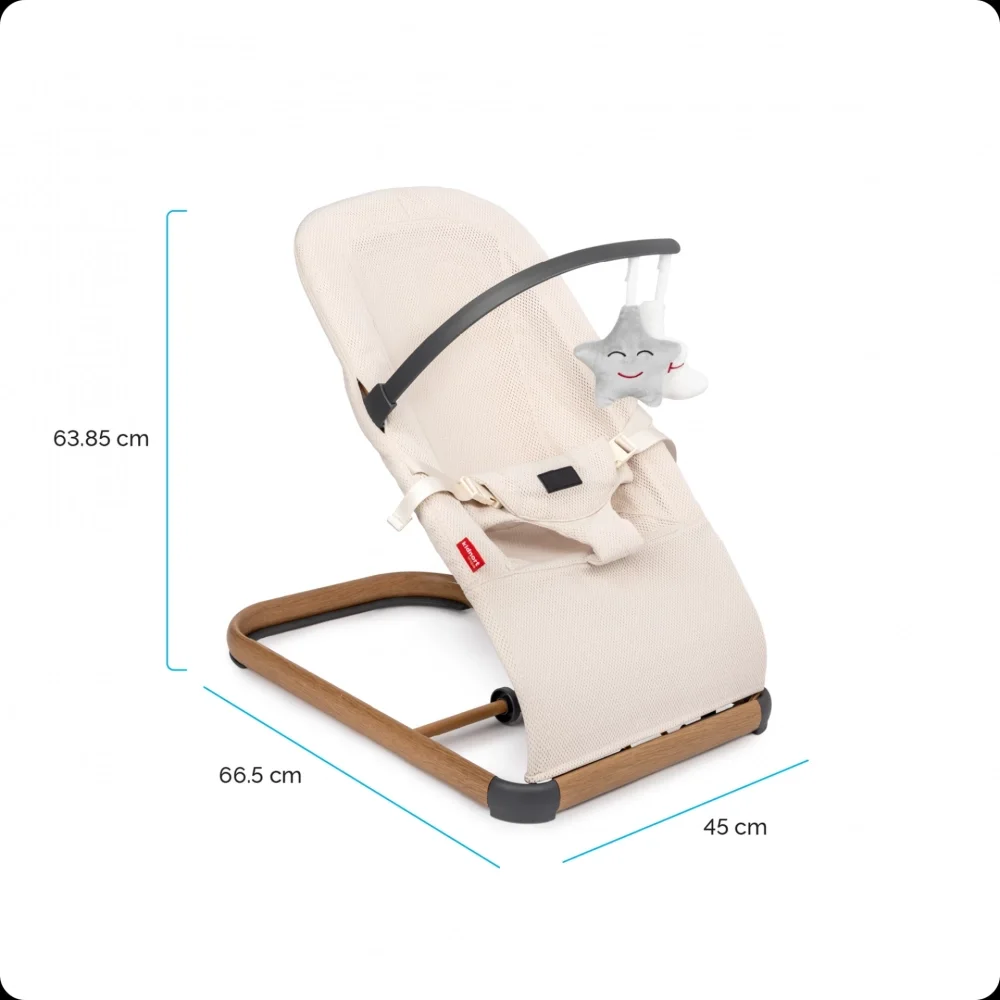Kidnort Balansoar ergonomic pentru copii Moln Grey cu centura de siguranta bara cu jucarii detasabila spatar ajustabil pliabil si usor de transportat