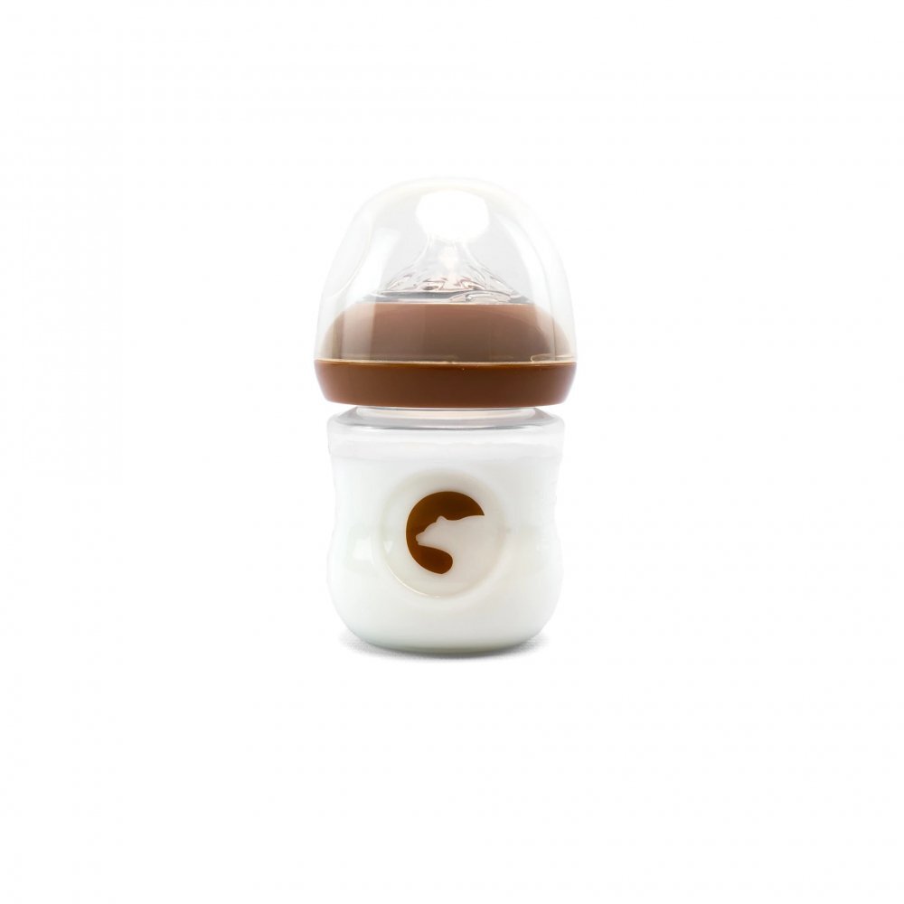 Kidnort Biberon anti-colici nivel de debit scazut 1 Blabaer Brown din PU durabil si rezistent capacitate 125 ml 0-3 luni