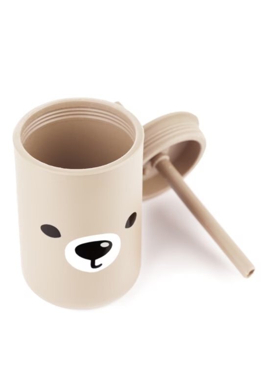 Kidnort Cana din silicon pentru copii cu capac si pai 200 ml Retter Mjolk Teddy Bej