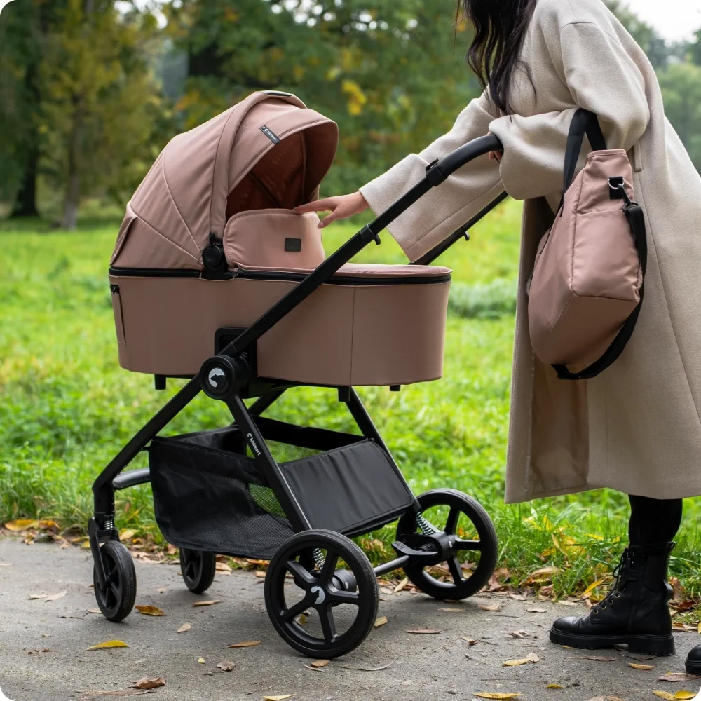 Kidnort Carucior 2 in 1 pentru copii Alskar beige cu Landou pliabil capotina extensibila spatar reglabil si suport de picioare ajustabil 0 Luni+ 22kg