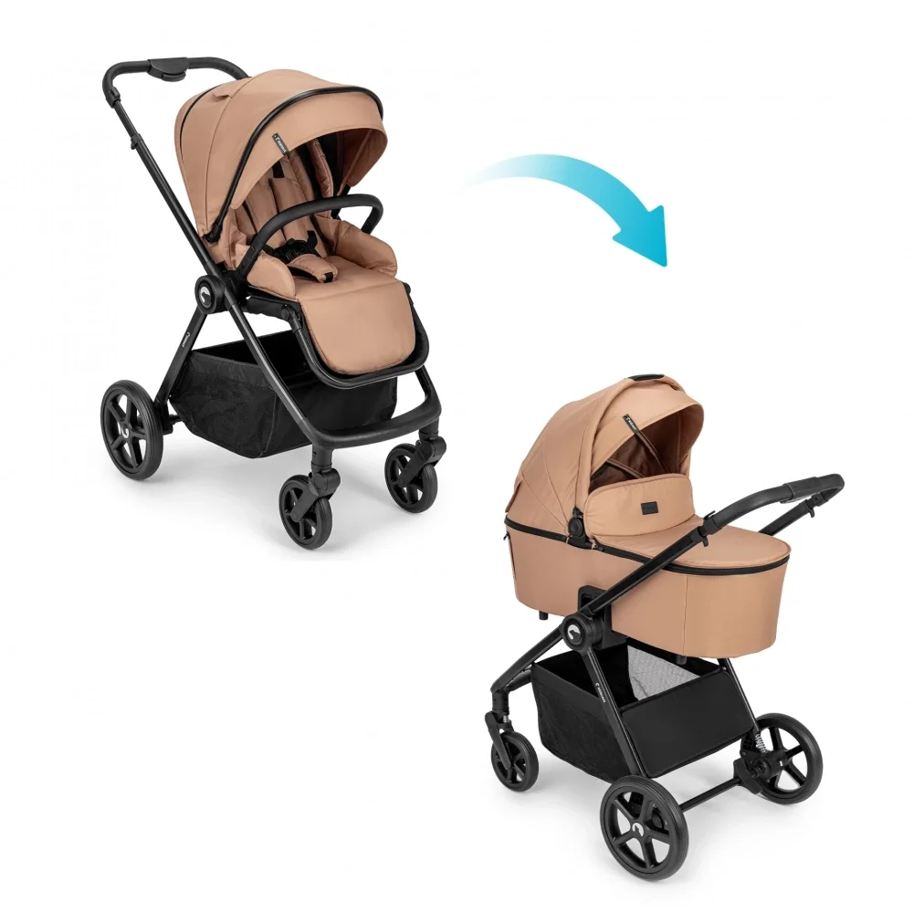 Kidnort Carucior 2 in 1 pentru copii Alskar beige cu Landou pliabil capotina extensibila spatar reglabil si suport de picioare ajustabil 0 Luni+ 22kg