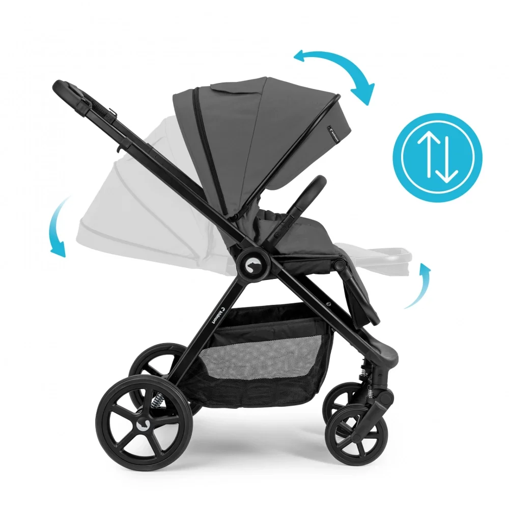 Kidnort Carucior 2 in 1 pentru copii Alskar dark gray cu Landou pliabil capotina extensibila spatar reglabil si suport de picioare ajustabil 0 Luni+ 22kg