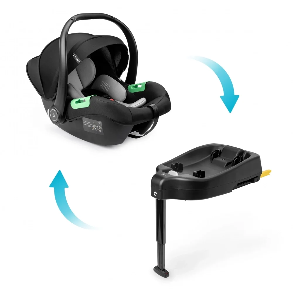 Kidnort Carucior 4 in 1 pentru copii Alskar dark gray cu landou scaun baza isofix pliabil capotina extensibila spatar ajustabil si suport pentru picioare reglabil 0 Luni+ 22kg