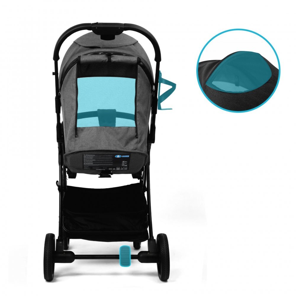 Kidnort Carucior pentru copii Fjallrav Black cu pliere compacta suspensie integrala spatar si viziera reglabile pana la 22 kg accesorii incluse suport pentru pahar husa transport