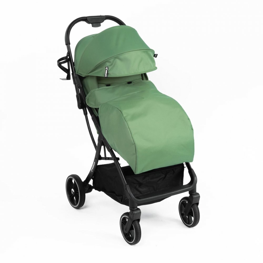 Kidnort Carucior pentru copii Fjallrav Verde cu pliere ultracompacta suspensie integrala spatar si viziera reglabile pana la 22 kg accesorii incluse suport pentru pahar husa transport