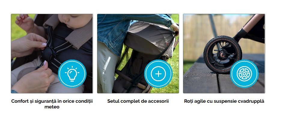 Kidnort Carucior pentru copii Sjooter Beige pliabil compact spatar reglabil copertina pliabila si impermeabila UV50+ compatibil avion roti cu suspensie accesorii incluse pana la 22 kg
