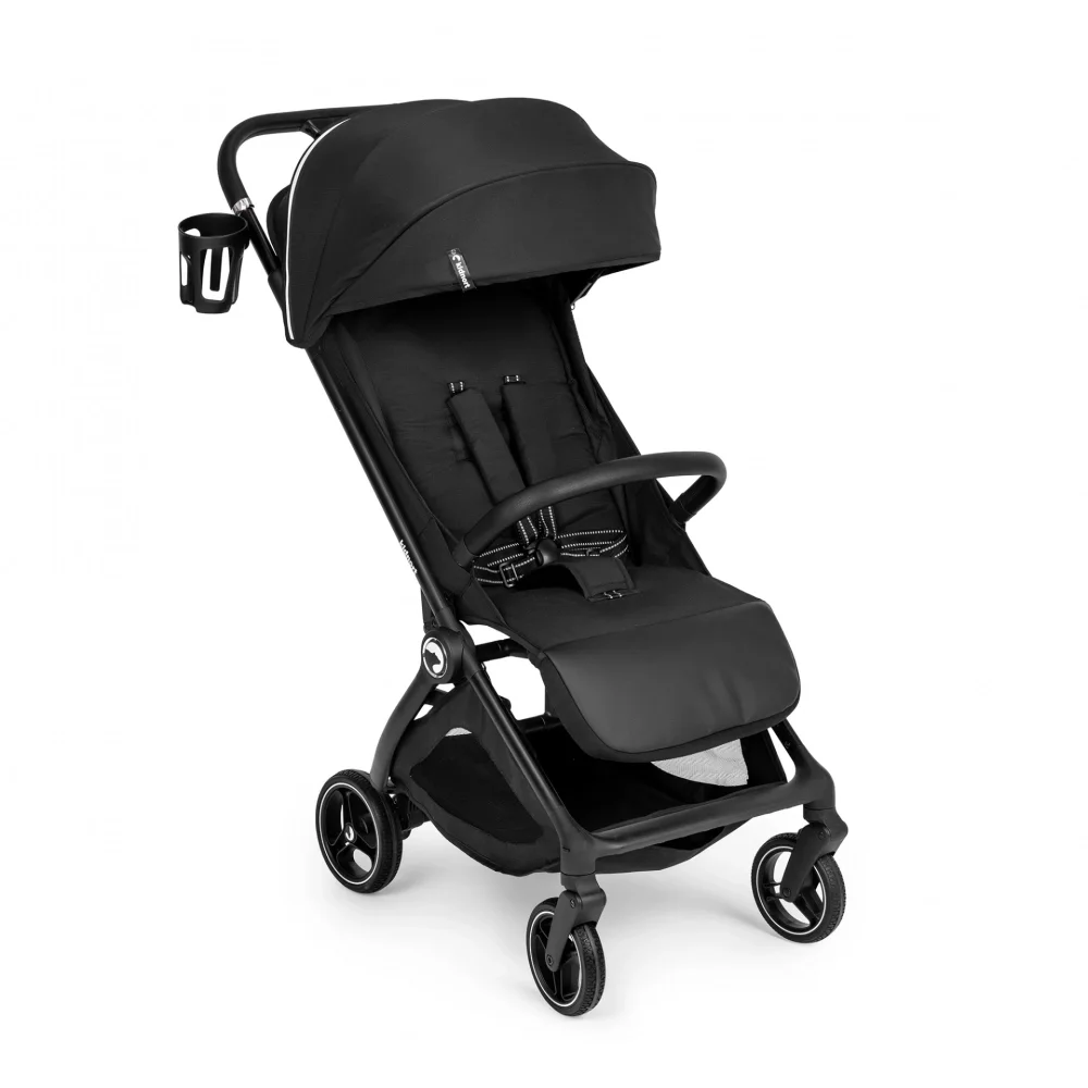 Kidnort Carucior pentru copii Sjooter Black pliabil compact spatar reglabil copertina pliabila si impermeabila UV50+ compatibil avion roti cu suspensie accesorii incluse pana la 22 kg