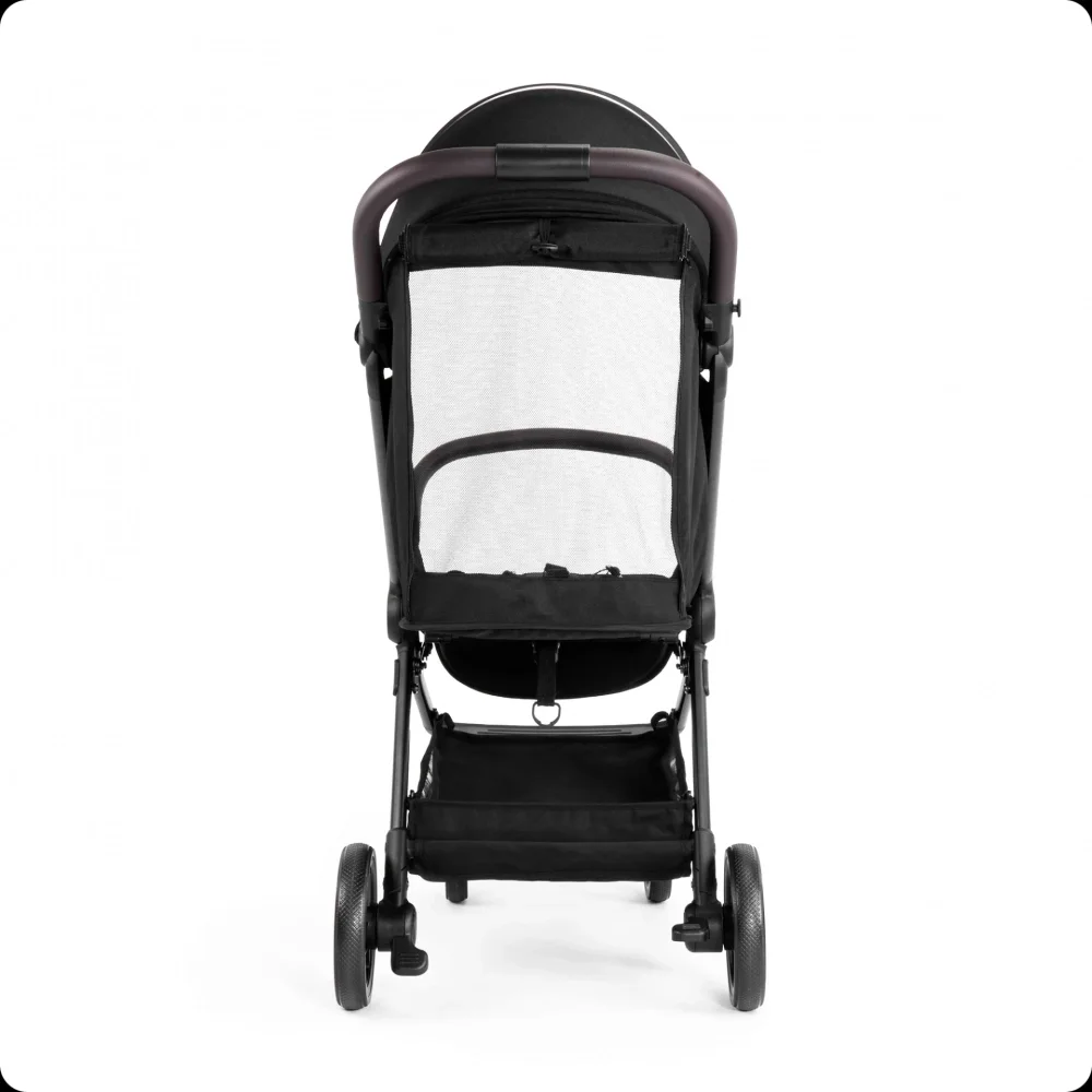 Kidnort Carucior pentru copii Snougle Black autofold pliabil cu o singura mana ferestre de ventilatie pana la 22 kg cu suspensii accesorii practice incluse