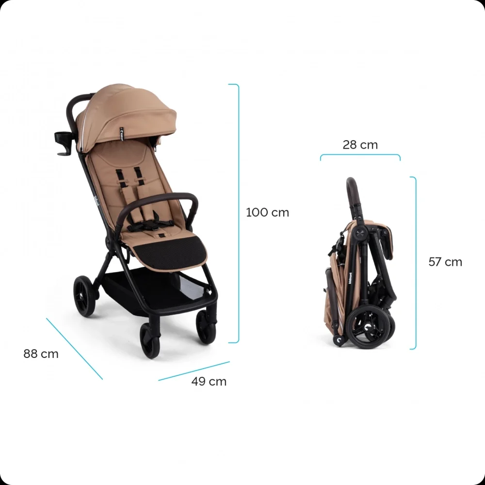 Kidnort Carucior pentru copii Snougle Grey autofold pliabil cu o singura mana ferestre de ventilatie pana la 22 kg cu suspensii accesorii practice incluse